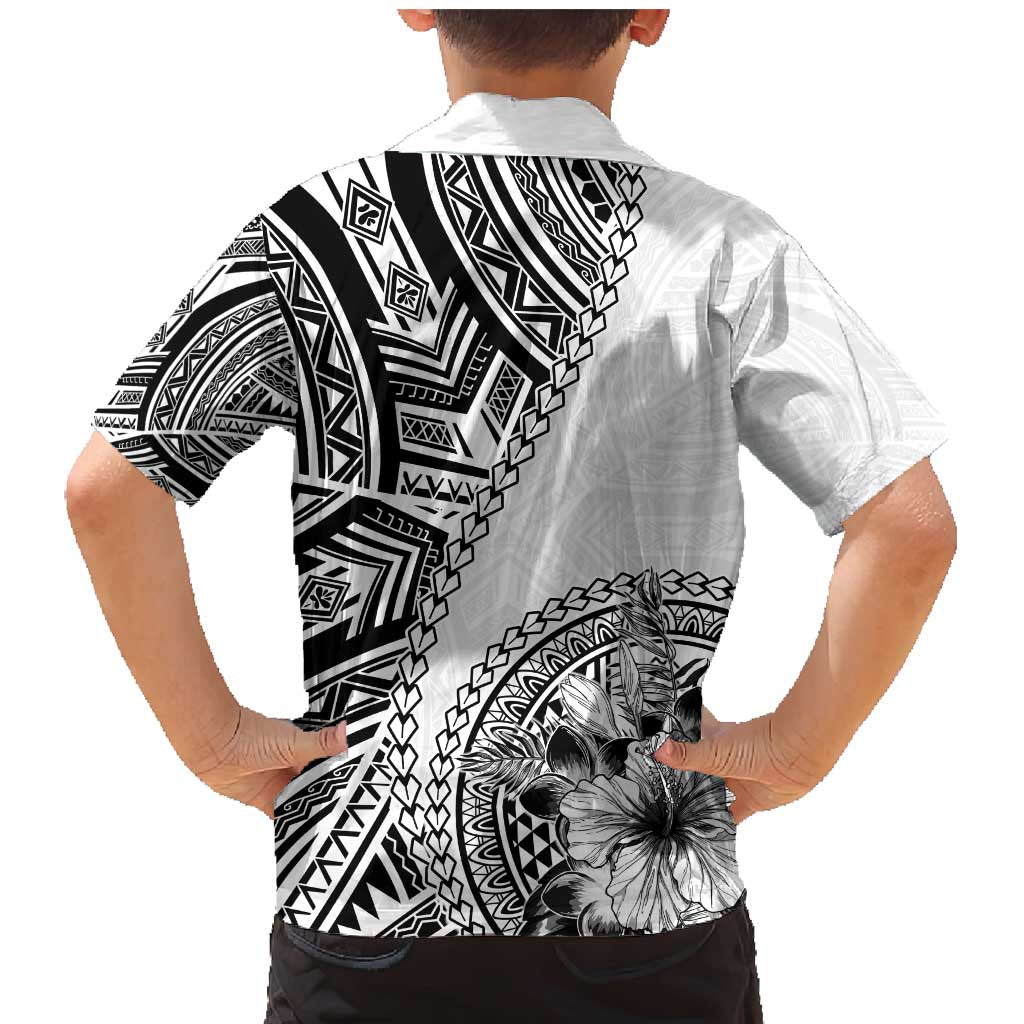 Hibiscus With White Austronesian Tattoo Pattern Family Matching Mermaid Dress and Hawaiian Shirt - Polynesian Pride