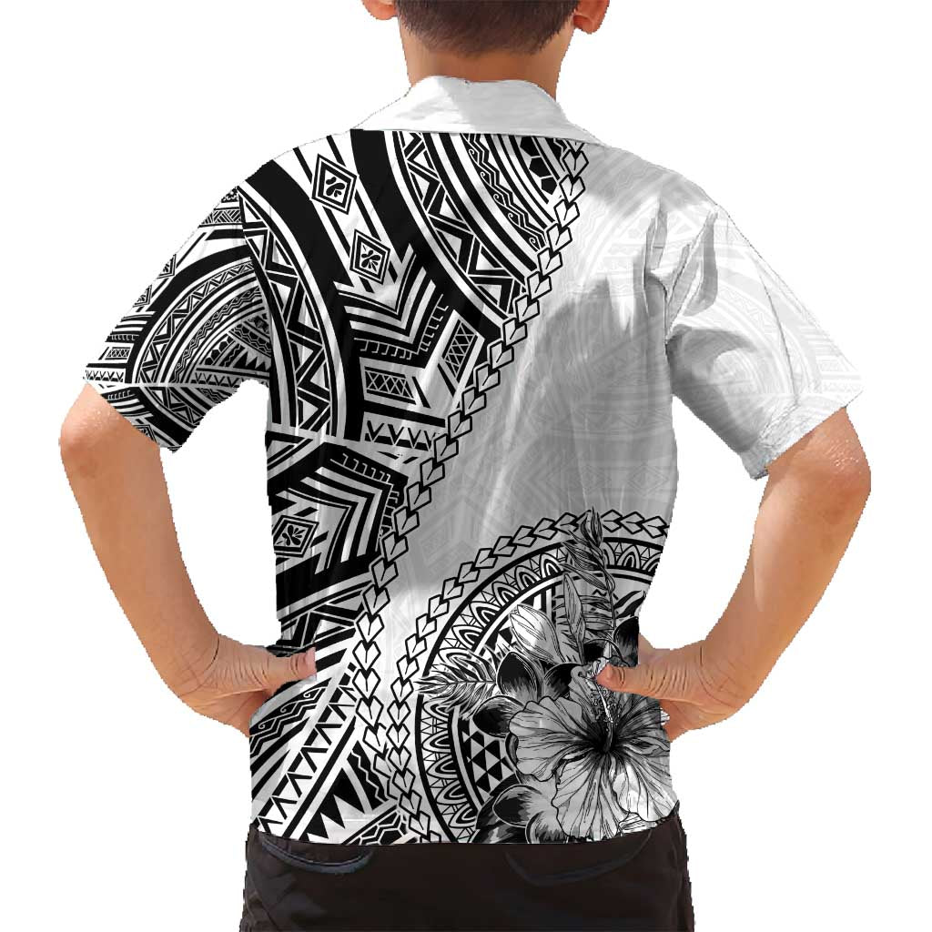 Hibiscus With White Austronesian Tattoo Pattern Family Matching Puletasi and Hawaiian Shirt - Polynesian Pride