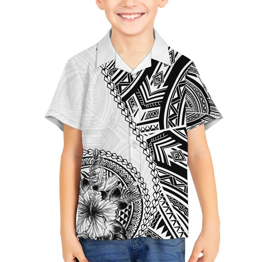 Hibiscus With White Austronesian Tattoo Pattern Family Matching Puletasi and Hawaiian Shirt - Polynesian Pride