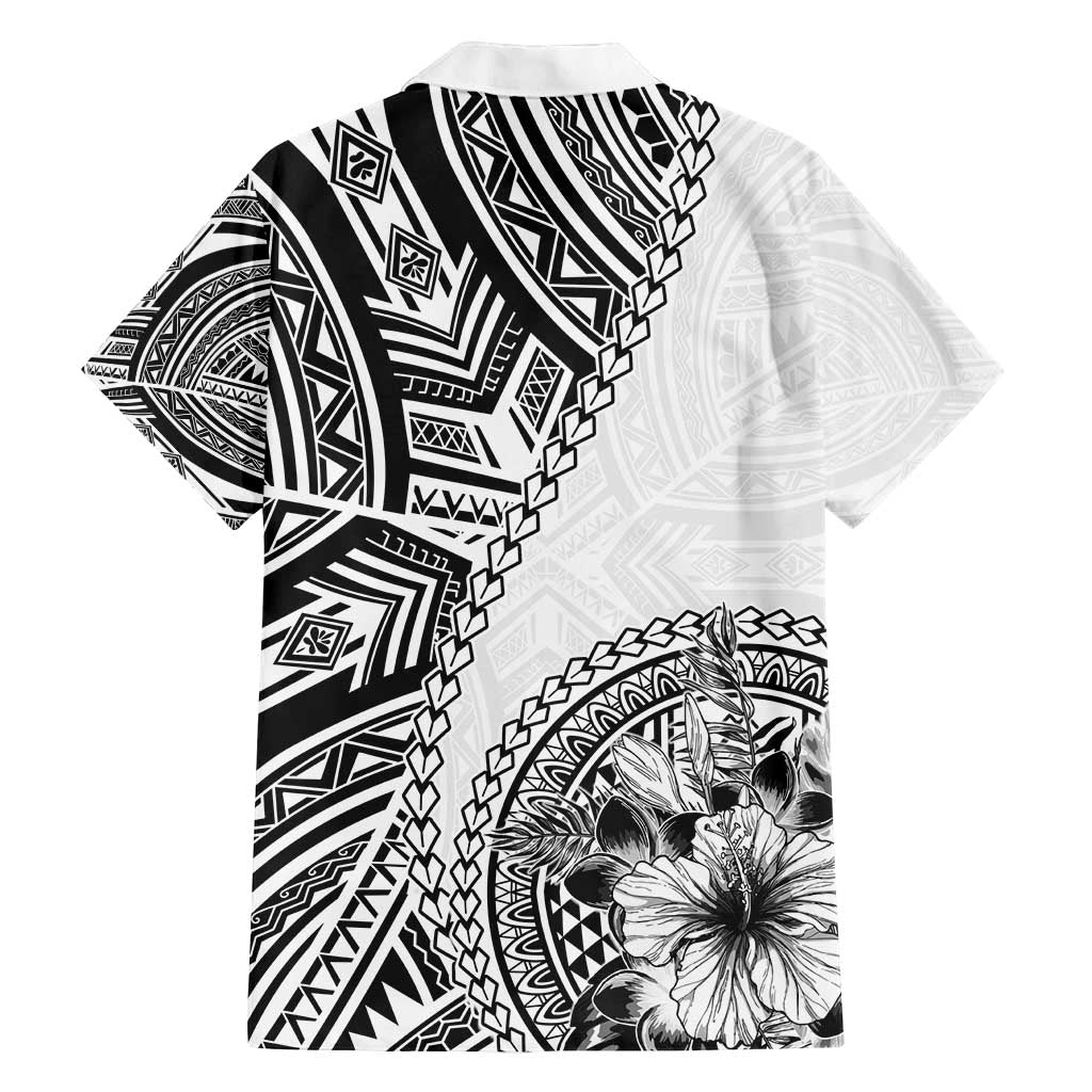 Hibiscus With White Austronesian Tattoo Pattern Family Matching Tank Maxi Dress and Hawaiian Shirt - Polynesian Pride