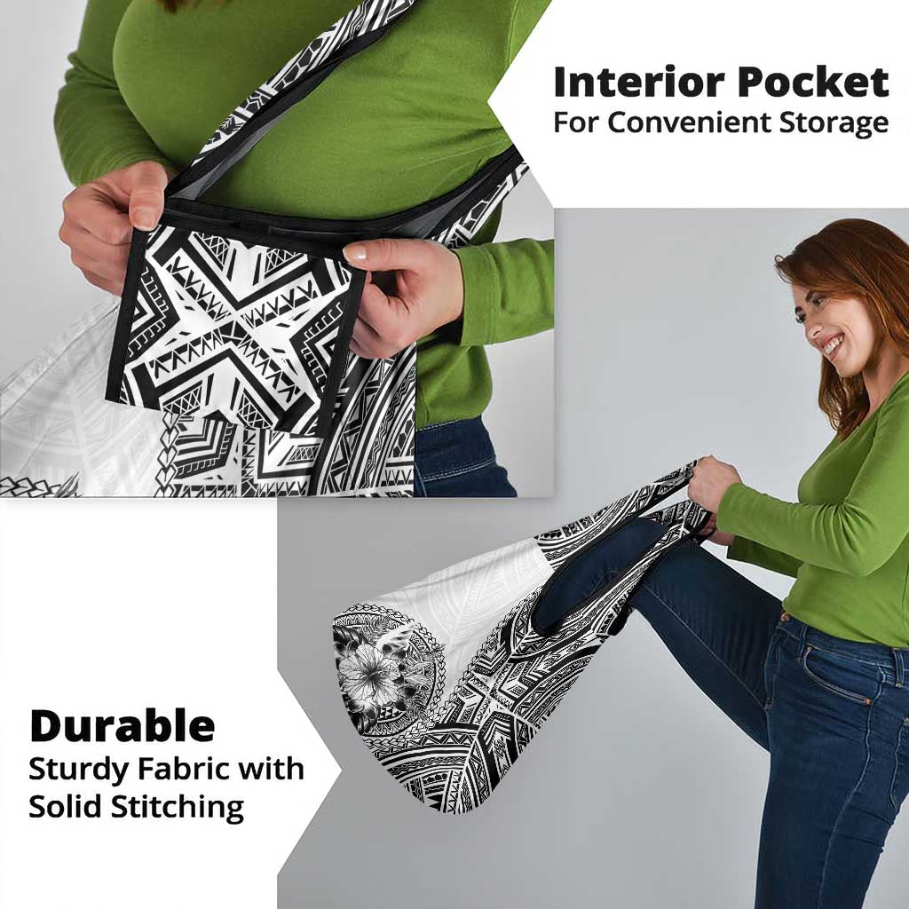 Hibiscus With White Austronesian Tattoo Pattern Grocery Bag - Polynesian Pride