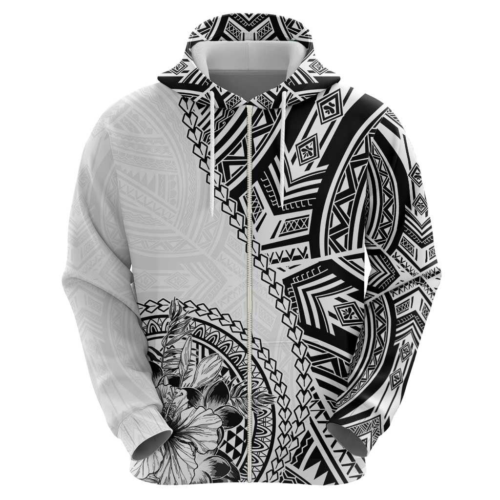 Hibiscus With White Austronesian Tattoo Pattern Hoodie - Polynesian Pride