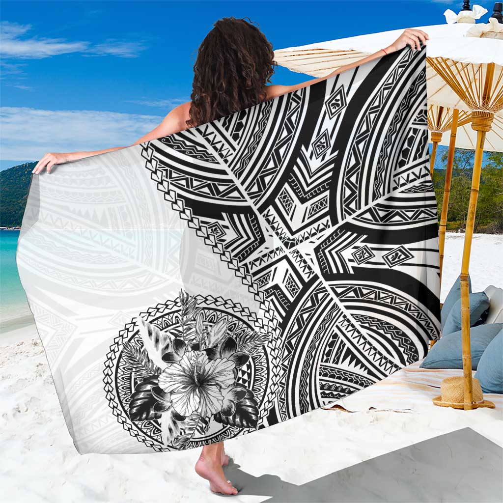 Hibiscus With White Austronesian Tattoo Pattern Sarong - Polynesian Pride