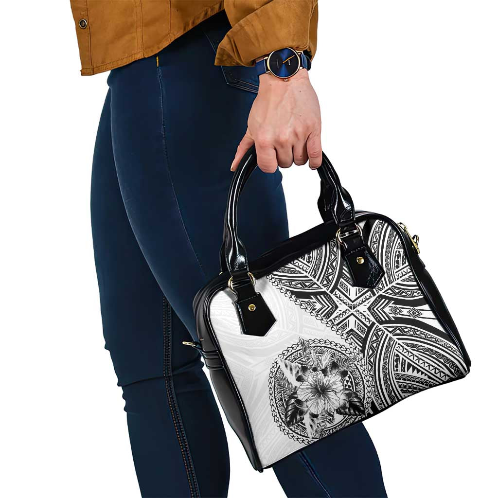 Hibiscus With White Austronesian Tattoo Pattern Shoulder Handbag - Polynesian Pride