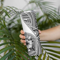 Hibiscus With White Austronesian Tattoo Pattern Skinny Tumbler LT05 - Polynesian Pride