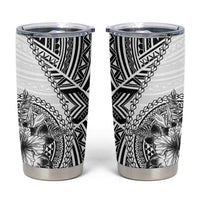 Hibiscus With White Austronesian Tattoo Pattern Tumbler Cup - Polynesian Pride