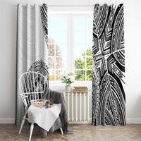 Hibiscus With White Austronesian Tattoo Pattern Window Curtain - Polynesian Pride