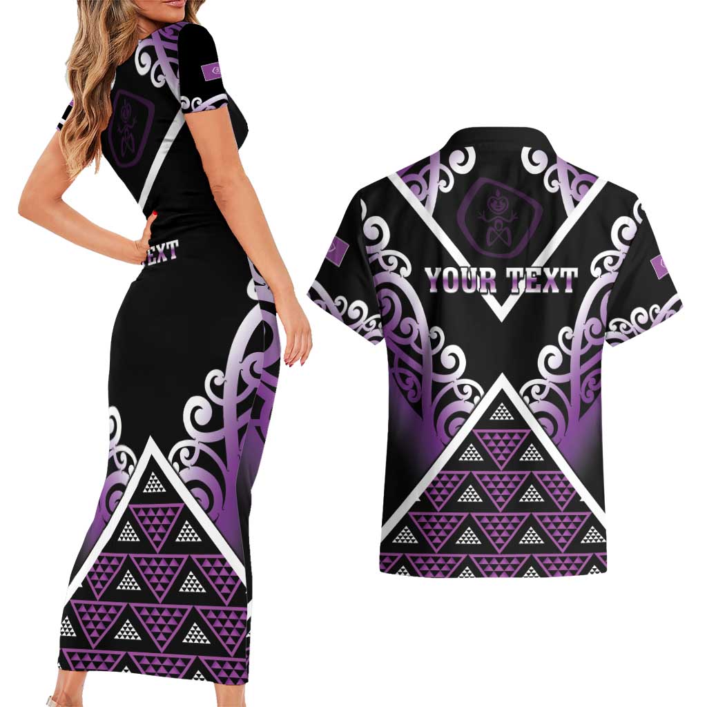 Personalised Aotearoa Moriori Couples Matching Short Sleeve Bodycon Dress and Hawaiian Shirt Maori Pattern New Zealand - Polynesian Pride