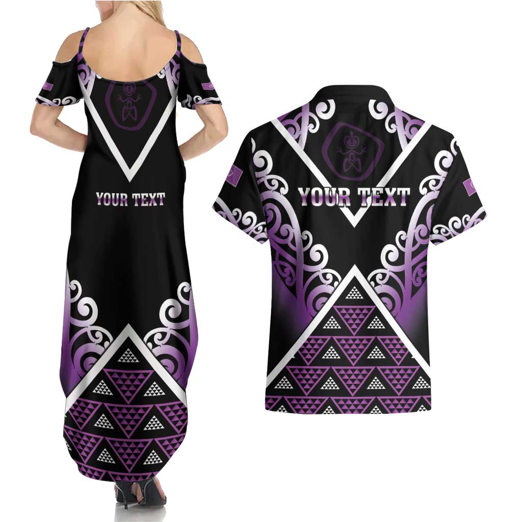 Personalised Aotearoa Moriori Couples Matching Summer Maxi Dress and Hawaiian Shirt Maori Pattern New Zealand - Polynesian Pride