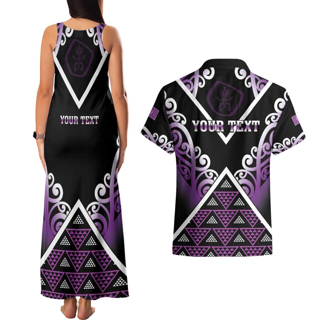 Personalised Aotearoa Moriori Couples Matching Tank Maxi Dress and Hawaiian Shirt Maori Pattern New Zealand - Polynesian Pride