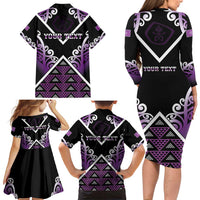 Personalised Aotearoa Moriori Family Matching Long Sleeve Bodycon Dress and Hawaiian Shirt Maori Pattern New Zealand - Polynesian Pride