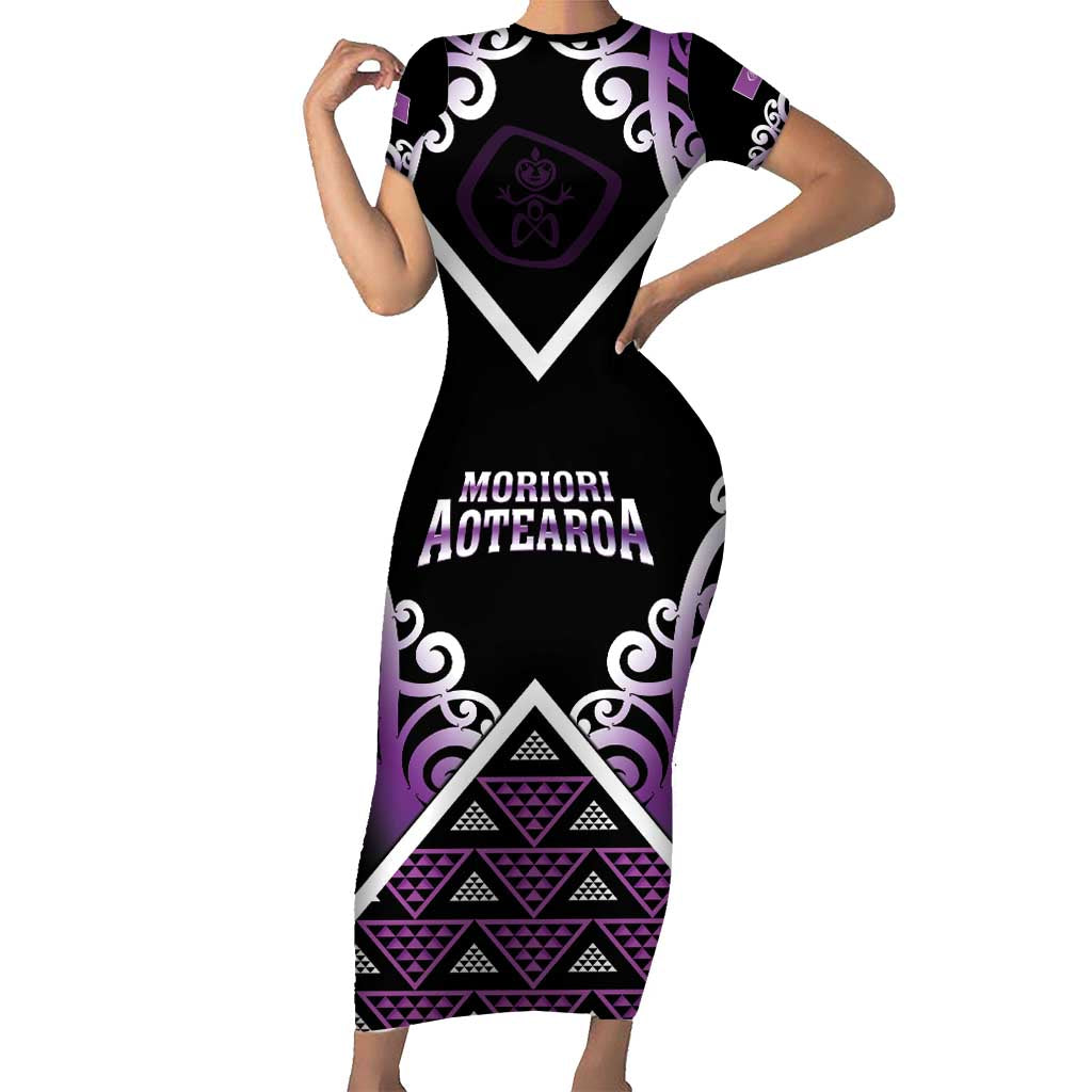 Personalised Aotearoa Moriori Family Matching Short Sleeve Bodycon Dress and Hawaiian Shirt Maori Pattern New Zealand - Polynesian Pride