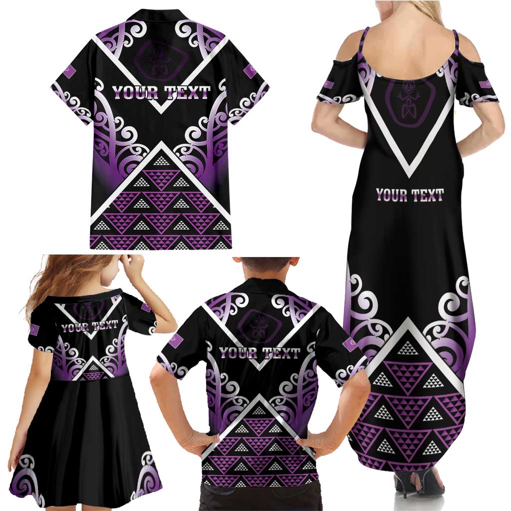 Personalised Aotearoa Moriori Family Matching Summer Maxi Dress and Hawaiian Shirt Maori Pattern New Zealand - Polynesian Pride