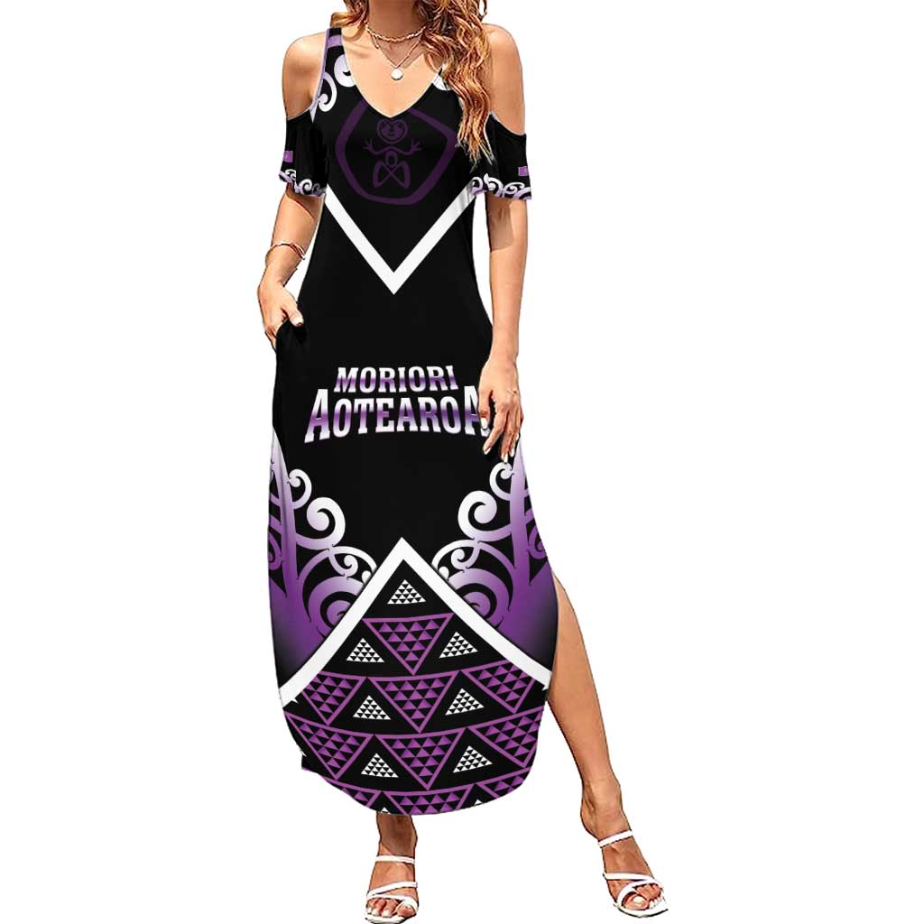 Personalised Aotearoa Moriori Family Matching Summer Maxi Dress and Hawaiian Shirt Maori Pattern New Zealand - Polynesian Pride