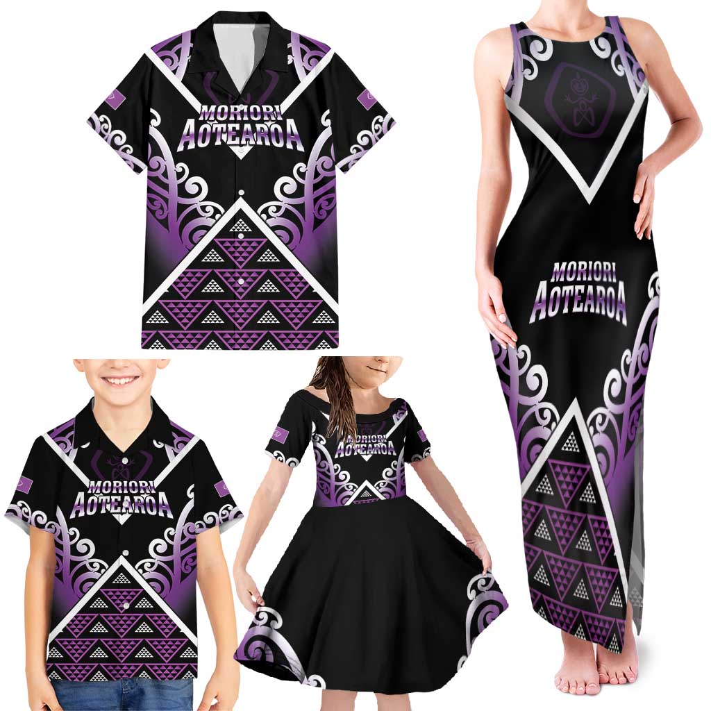Personalised Aotearoa Moriori Family Matching Tank Maxi Dress and Hawaiian Shirt Maori Pattern New Zealand - Polynesian Pride