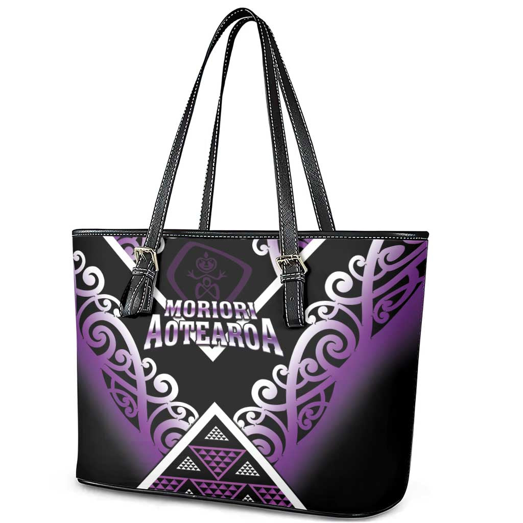 Aotearoa Moriori Leather Tote Bag Maori Pattern New Zealand - Polynesian Pride