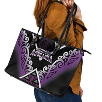 Aotearoa Moriori Leather Tote Bag Maori Pattern New Zealand - Polynesian Pride