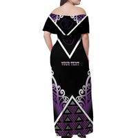 Personalised Aotearoa Moriori Off Shoulder Maxi Dress Maori Pattern New Zealand - Polynesian Pride
