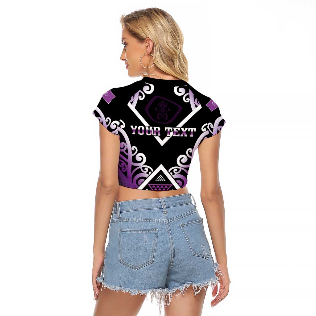 Personalised Aotearoa Moriori Raglan Cropped T Shirt Maori Pattern New Zealand - Polynesian Pride