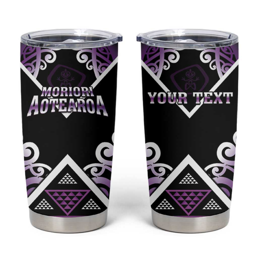 Personalised Aotearoa Moriori Tumbler Cup Maori Pattern New Zealand LT05 Purple - Polynesian Pride