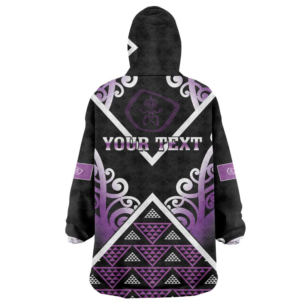 Personalised Aotearoa Moriori Wearable Blanket Hoodie Maori Pattern New Zealand - Polynesian Pride
