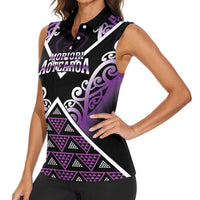 Personalised Aotearoa Moriori Women Sleeveless Polo Shirt Maori Pattern New Zealand - Polynesian Pride