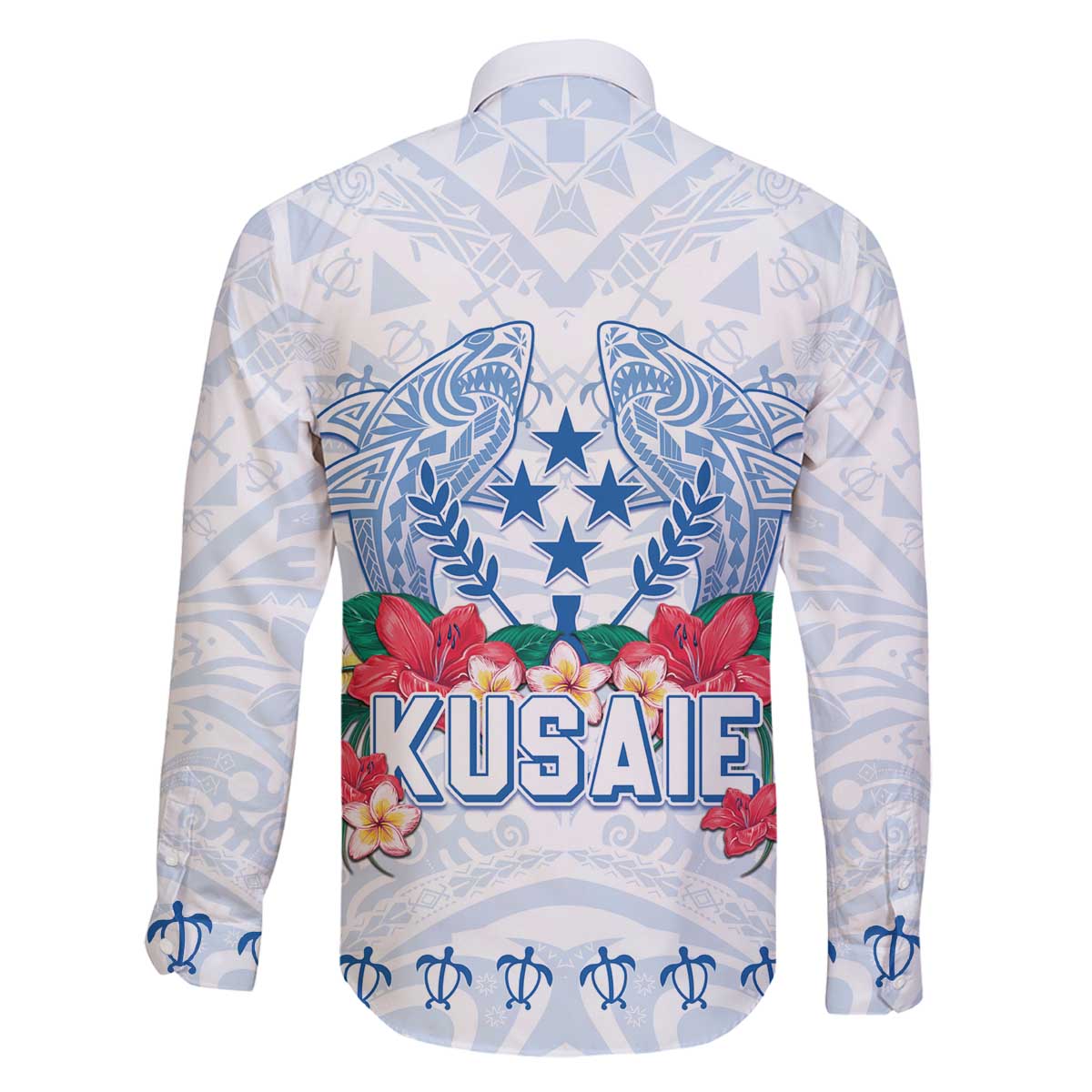 Happy Kosrae Liberation Day Family Matching Off Shoulder Short Dress and Hawaiian Shirt Polynesian Shark Turtle Motif