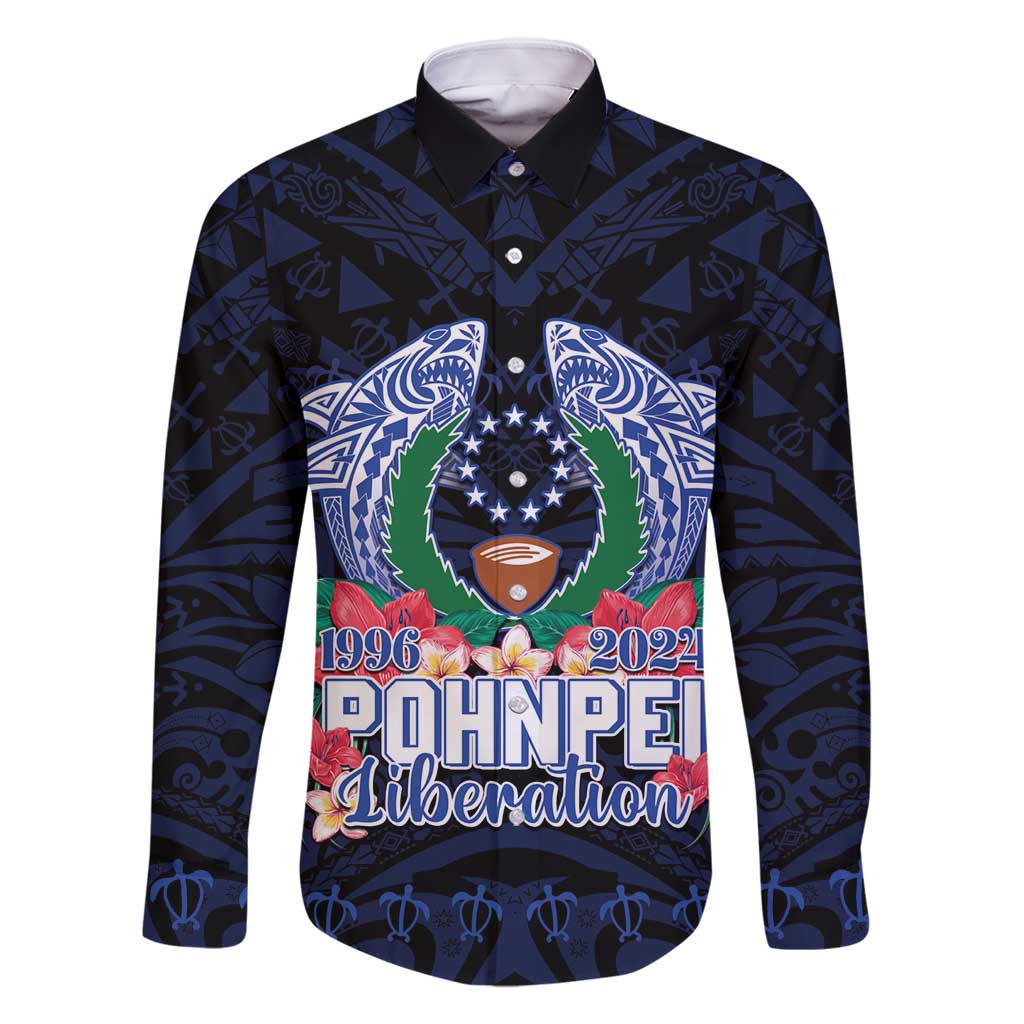 Happy Pohnpei Liberation Day Family Matching Off Shoulder Maxi Dress and Hawaiian Shirt Polynesian Shark Turtle Motif