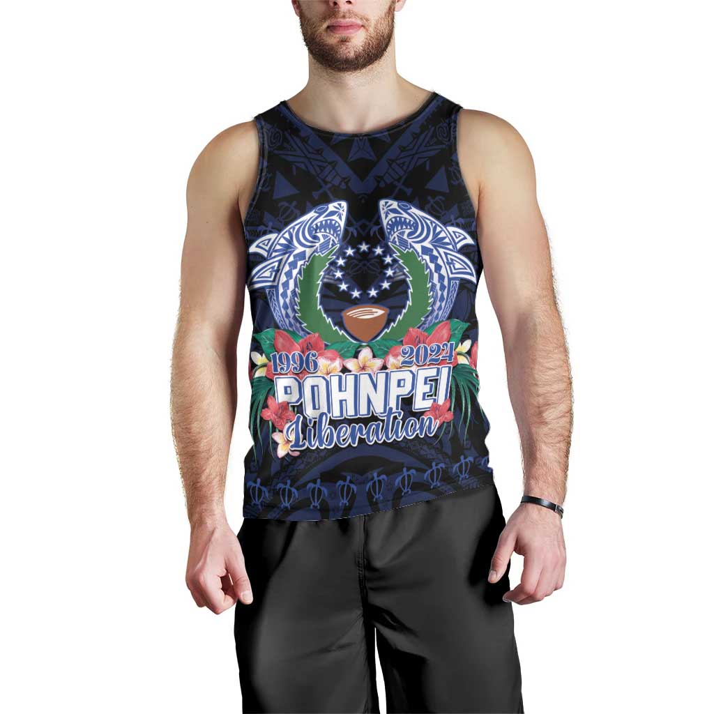 Happy Pohnpei Liberation Day Men Tank Top Polynesian Shark Turtle Motif