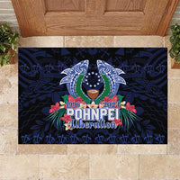 Happy Pohnpei Liberation Day Rubber Doormat Polynesian Shark Turtle Motif