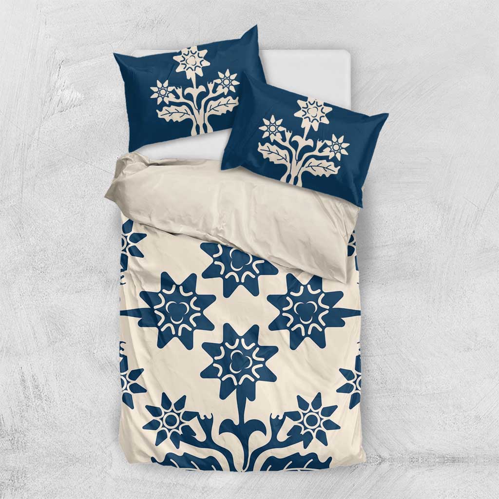 Cook Islands Navy Blue Tivaevae Bedding Set - Polynesian Pride