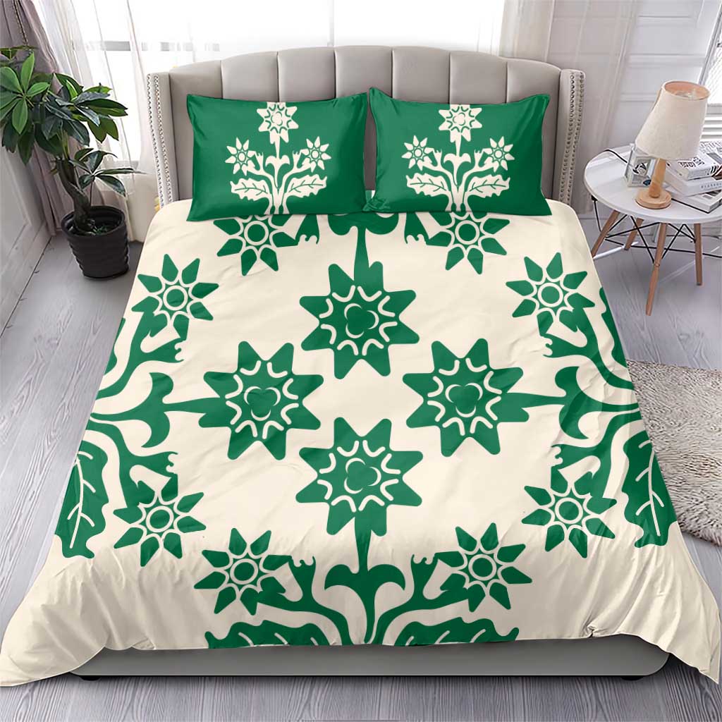 Cook Islands Green Tivaevae Bedding Set - Polynesian Pride