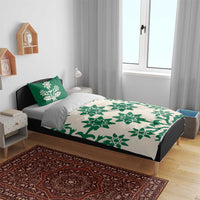 Cook Islands Green Tivaevae Bedding Set - Polynesian Pride