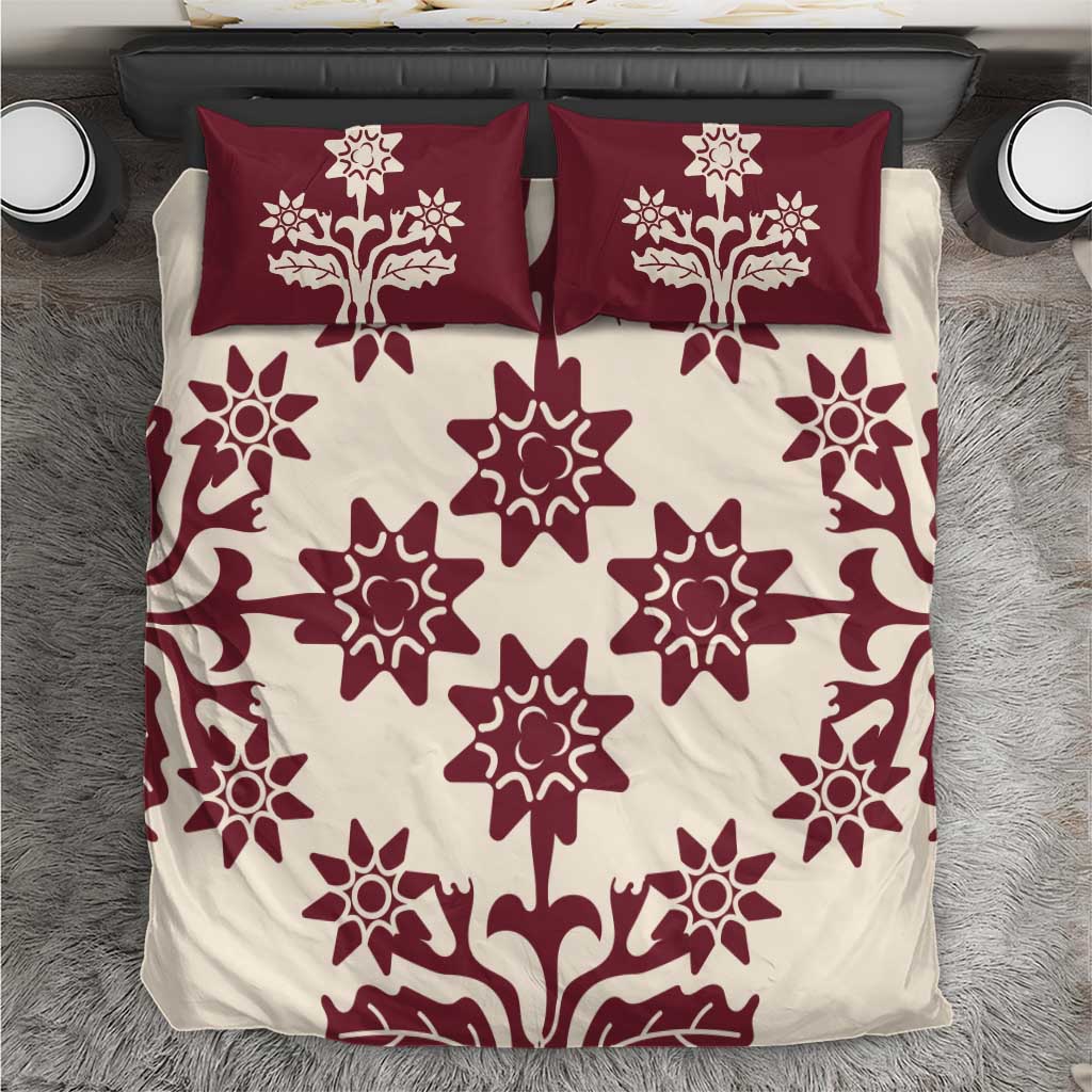 Cook Islands Maroon Tivaevae Bedding Set - Polynesian Pride