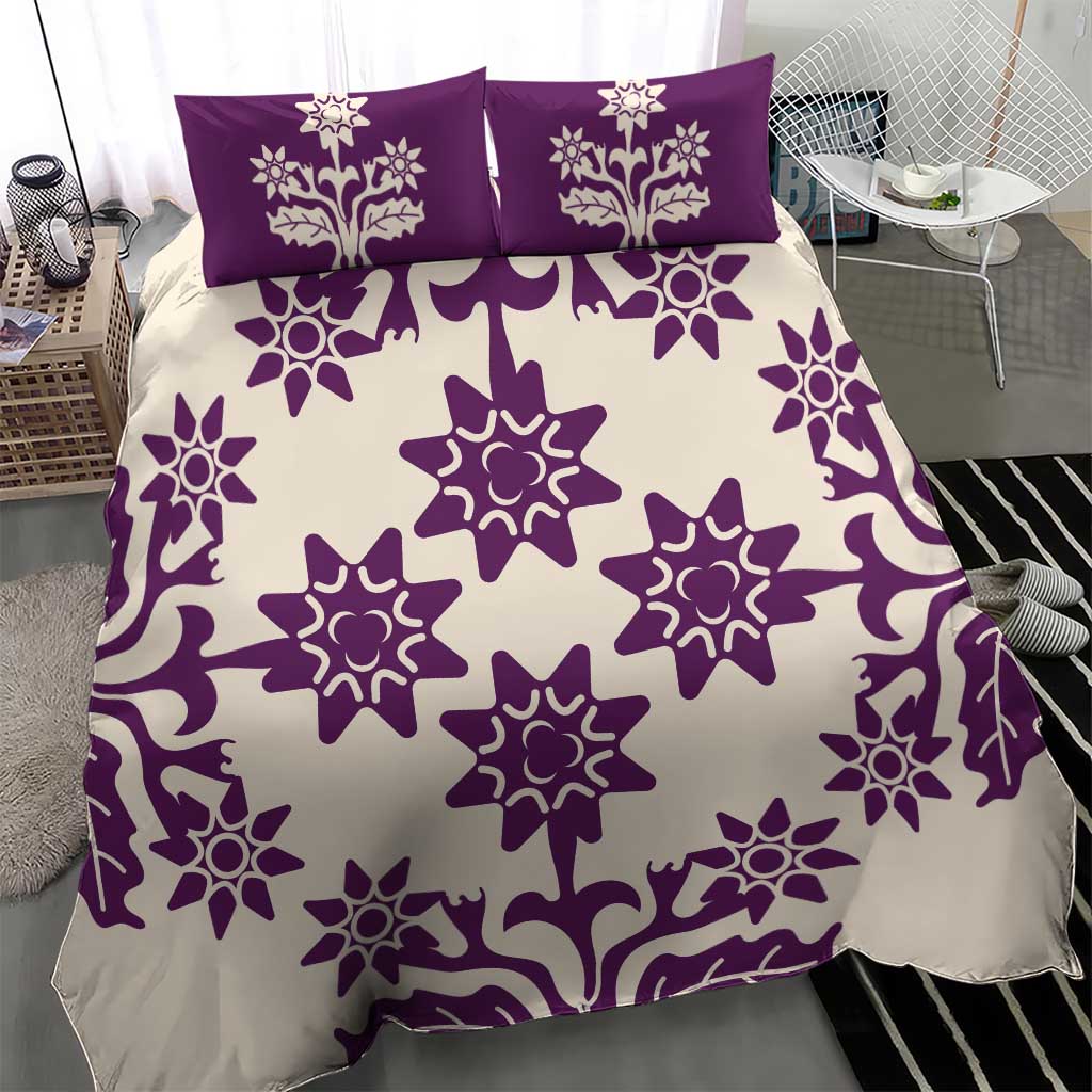 Cook Islands Purple Tivaevae Bedding Set - Polynesian Pride