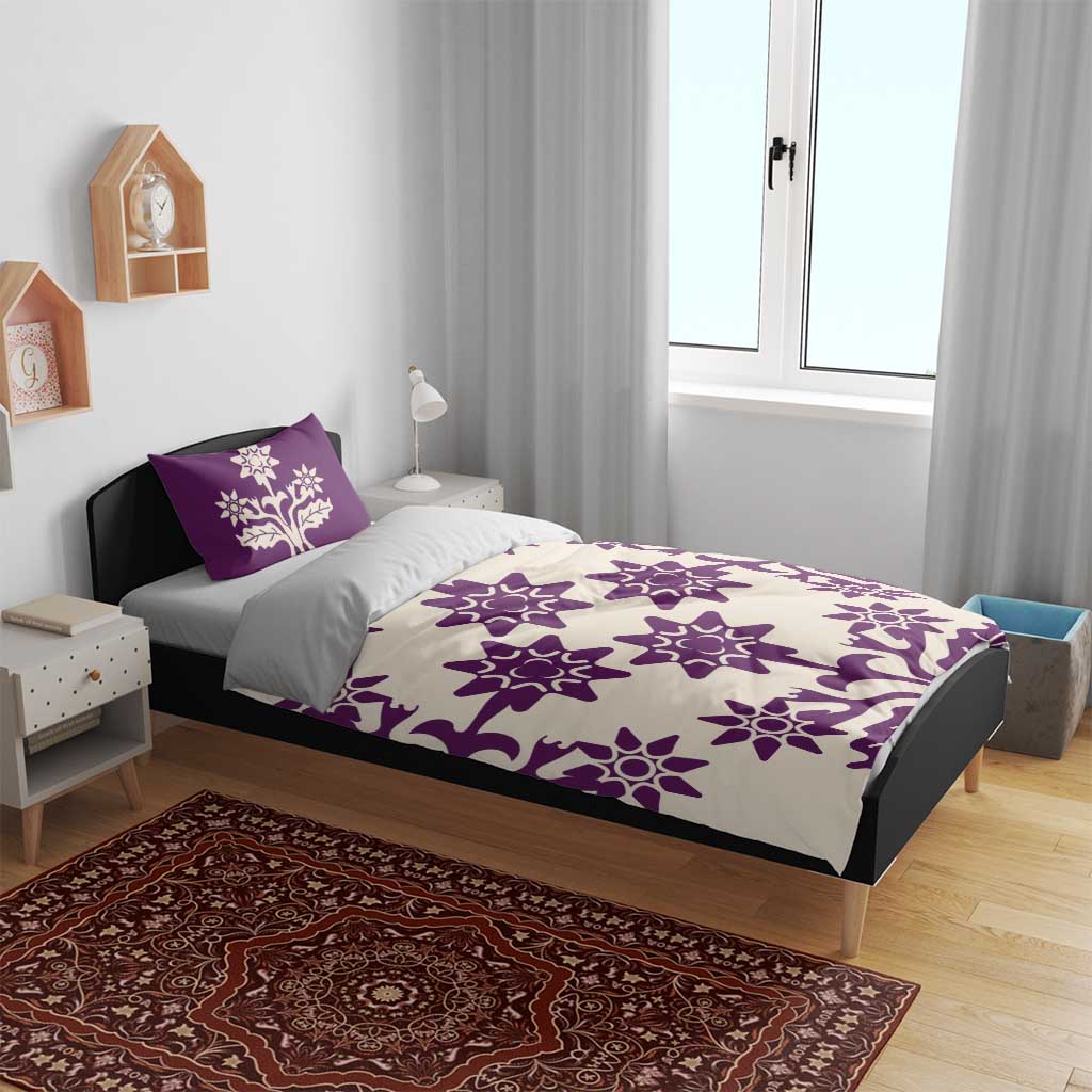 Cook Islands Purple Tivaevae Bedding Set - Polynesian Pride