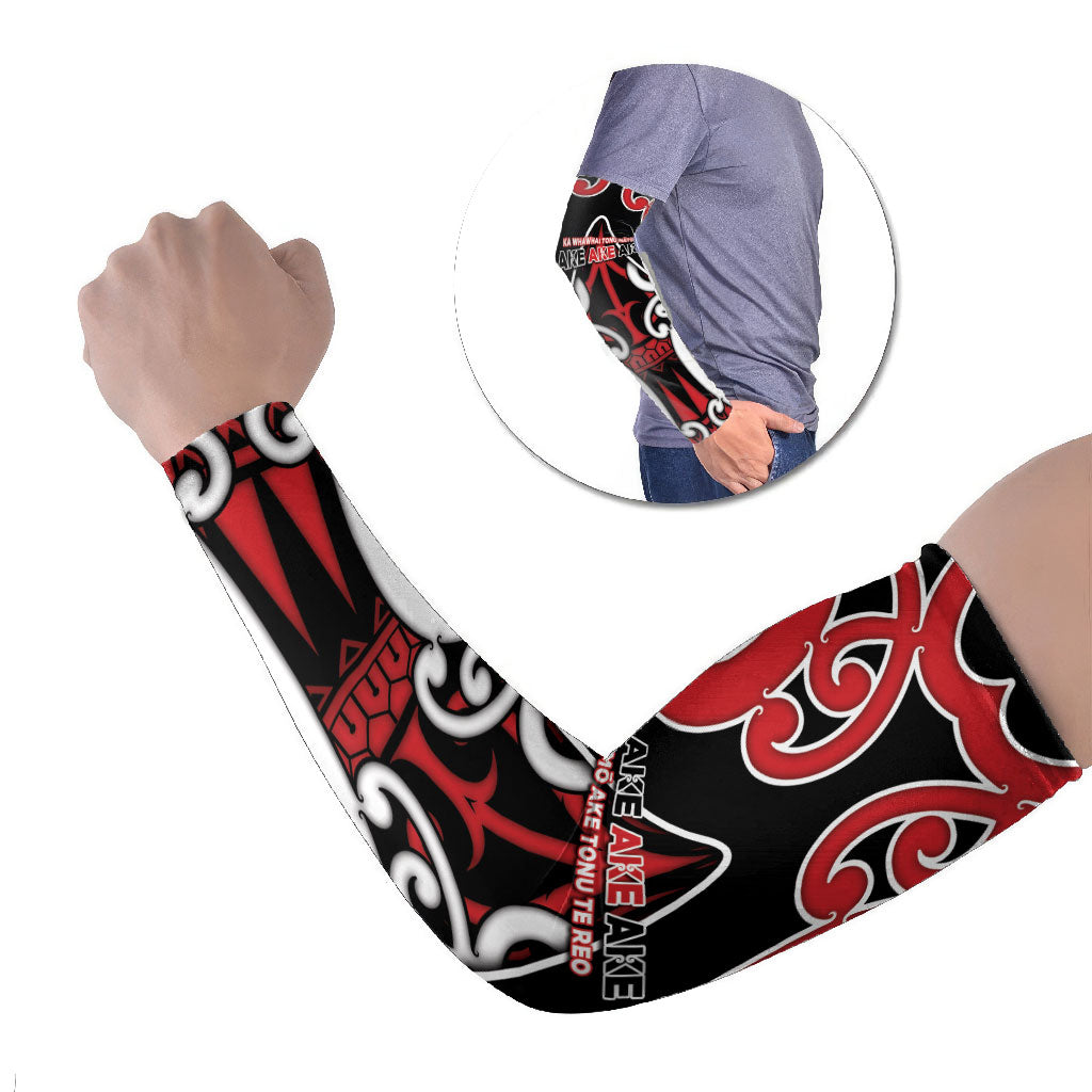 New Zealand Maori Language Week Arm Sleeves Mo Ake Tonu Te Reo LT05 Set of 2 Black - Polynesian Pride