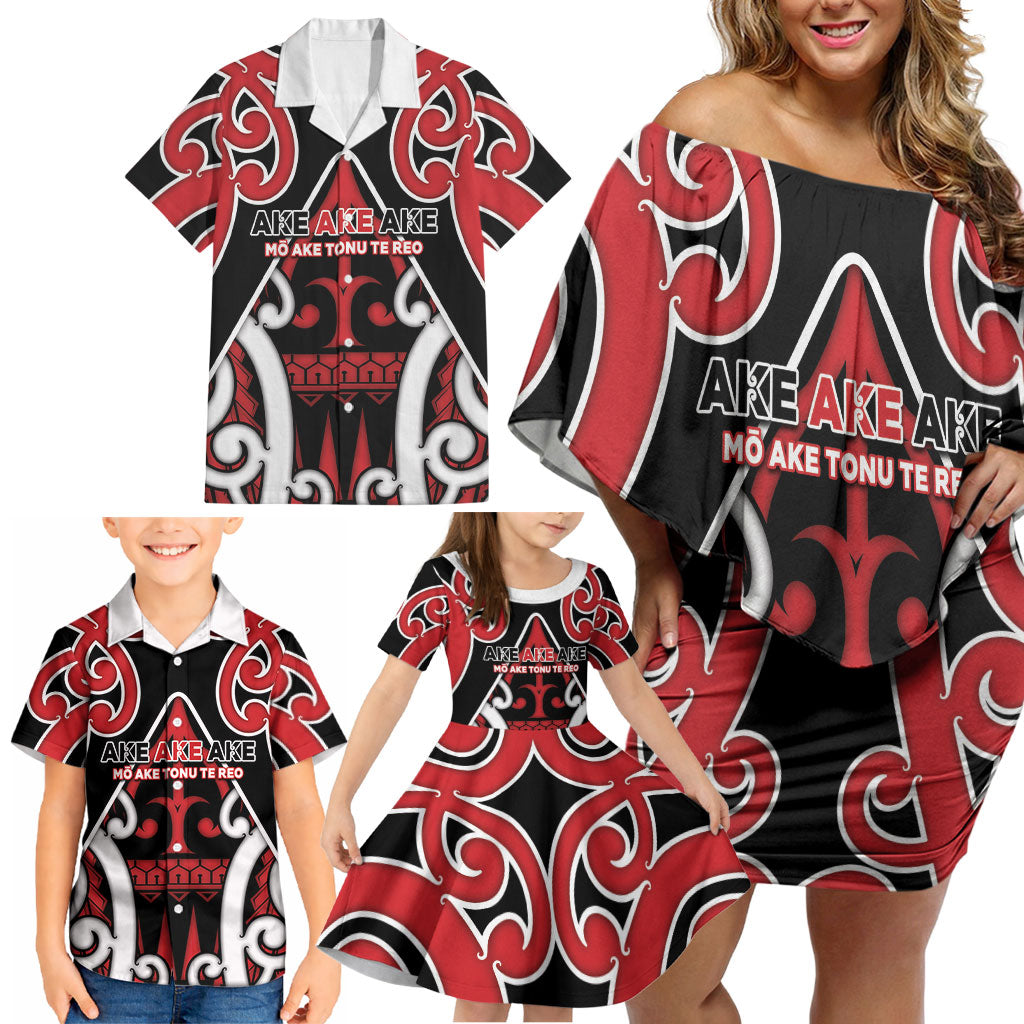 New Zealand Maori Language Week Family Matching Off Shoulder Short Dress and Hawaiian Shirt Mo Ake Tonu Te Reo LT05 - Polynesian Pride