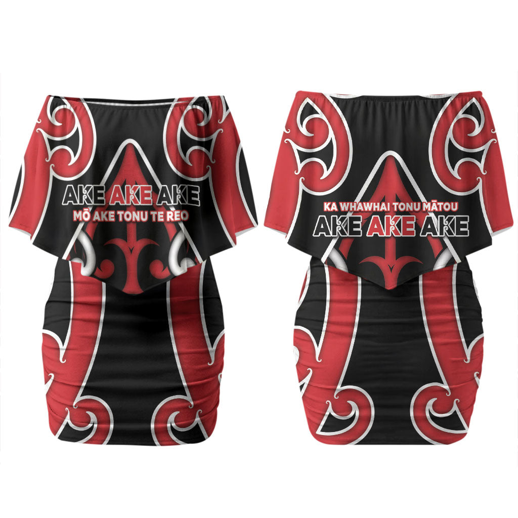 New Zealand Maori Language Week Family Matching Off Shoulder Short Dress and Hawaiian Shirt Mo Ake Tonu Te Reo