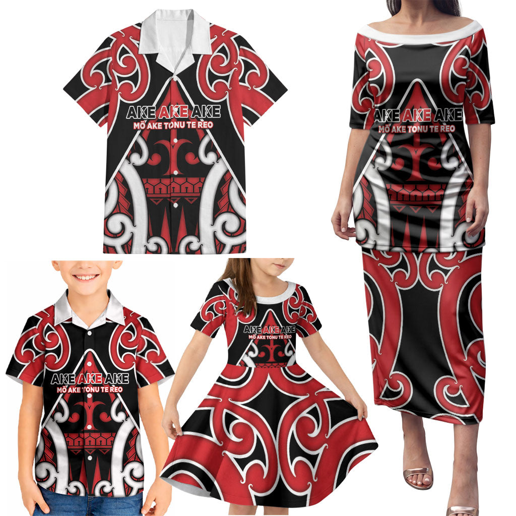 New Zealand Maori Language Week Family Matching Puletasi and Hawaiian Shirt Mo Ake Tonu Te Reo LT05 - Polynesian Pride