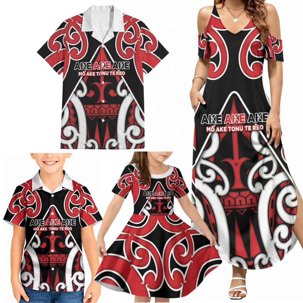 New Zealand Maori Language Week Family Matching Summer Maxi Dress and Hawaiian Shirt Mo Ake Tonu Te Reo LT05 - Polynesian Pride