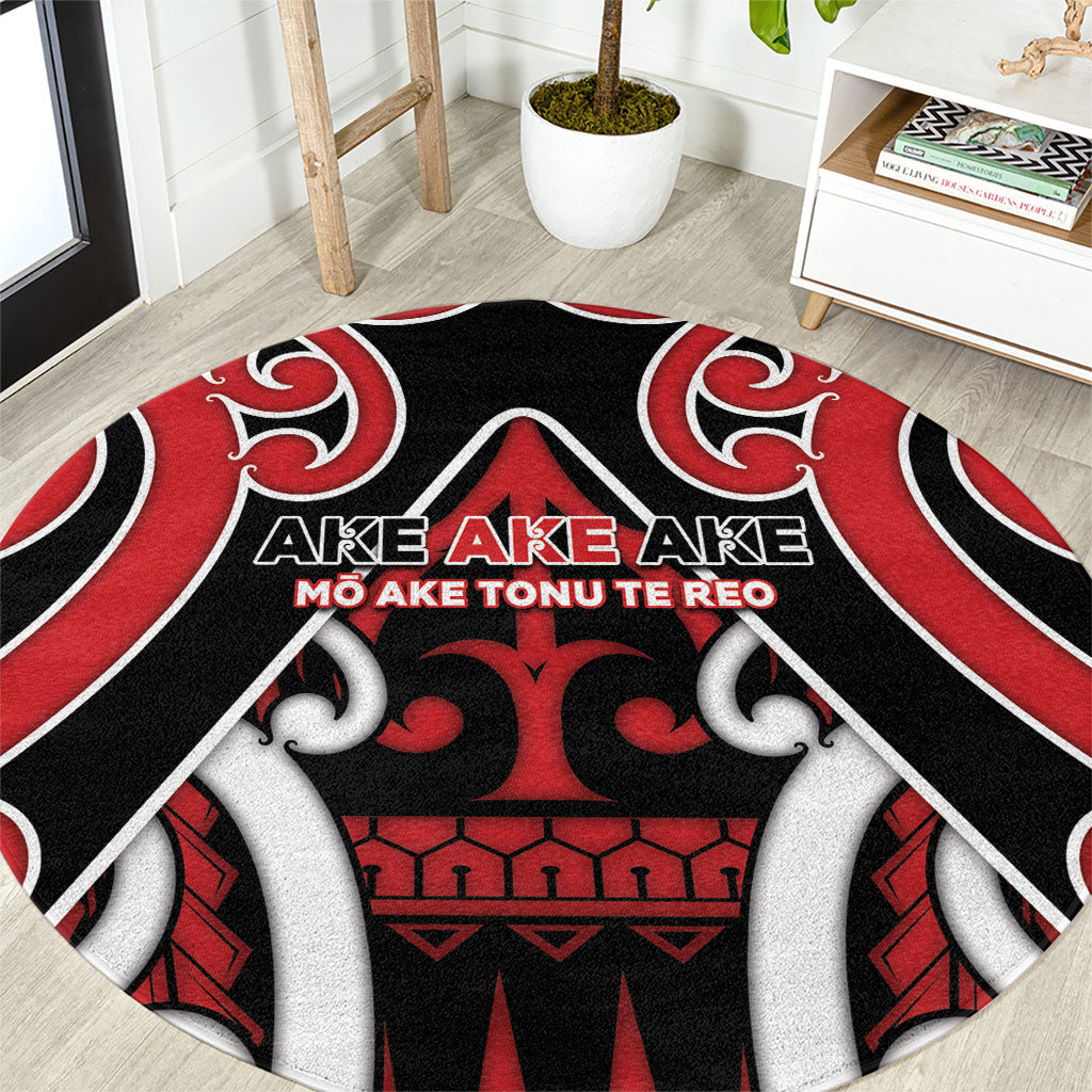New Zealand Maori Language Week Round Carpet Mo Ake Tonu Te Reo LT05 Black - Polynesian Pride