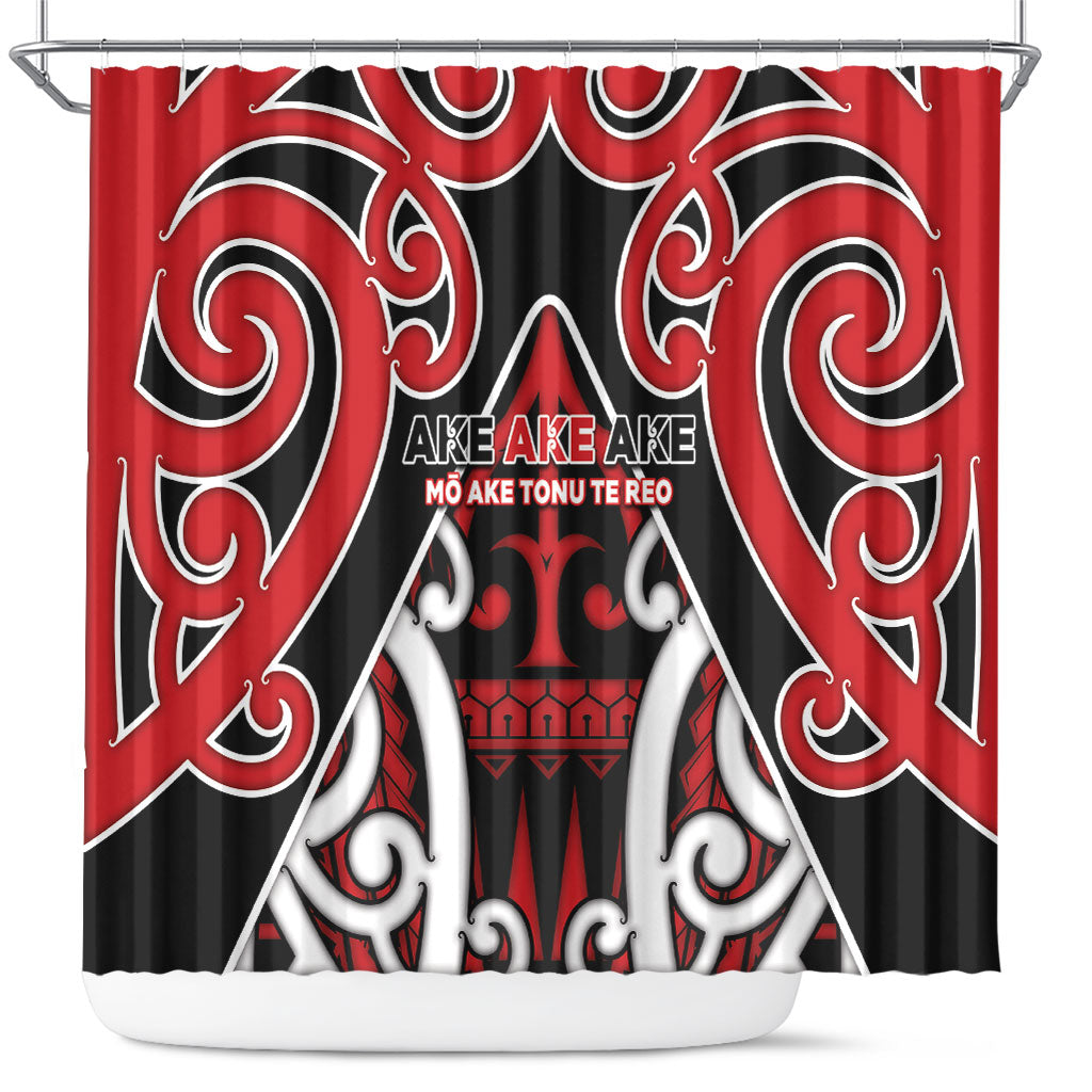 New Zealand Maori Language Week Shower Curtain Mo Ake Tonu Te Reo LT05 Black - Polynesian Pride