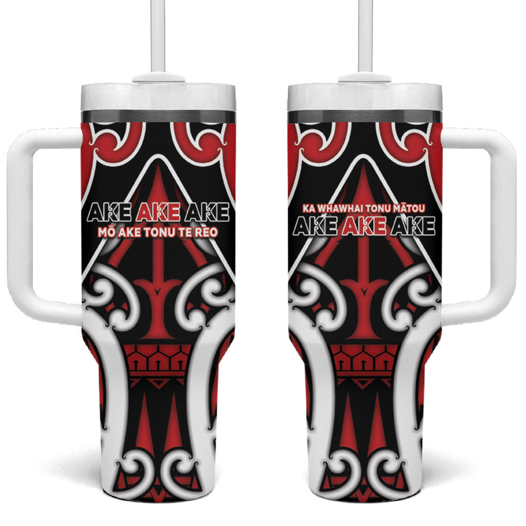 New Zealand Maori Language Week Tumbler With Handle Mo Ake Tonu Te Reo LT05 One Size: 40 oz Black - Polynesian Pride