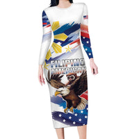 Filipino American History Month Long Sleeve Bodycon Dress Bald Eagle Tarsier Together