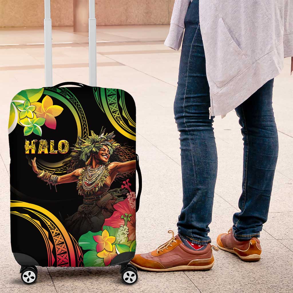 Halo Vanuatu Luggage Cover Beautiful Woman Dancing LT05 Black - Polynesian Pride