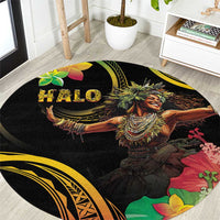 Halo Vanuatu Round Carpet Beautiful Woman Dancing LT05 Black - Polynesian Pride