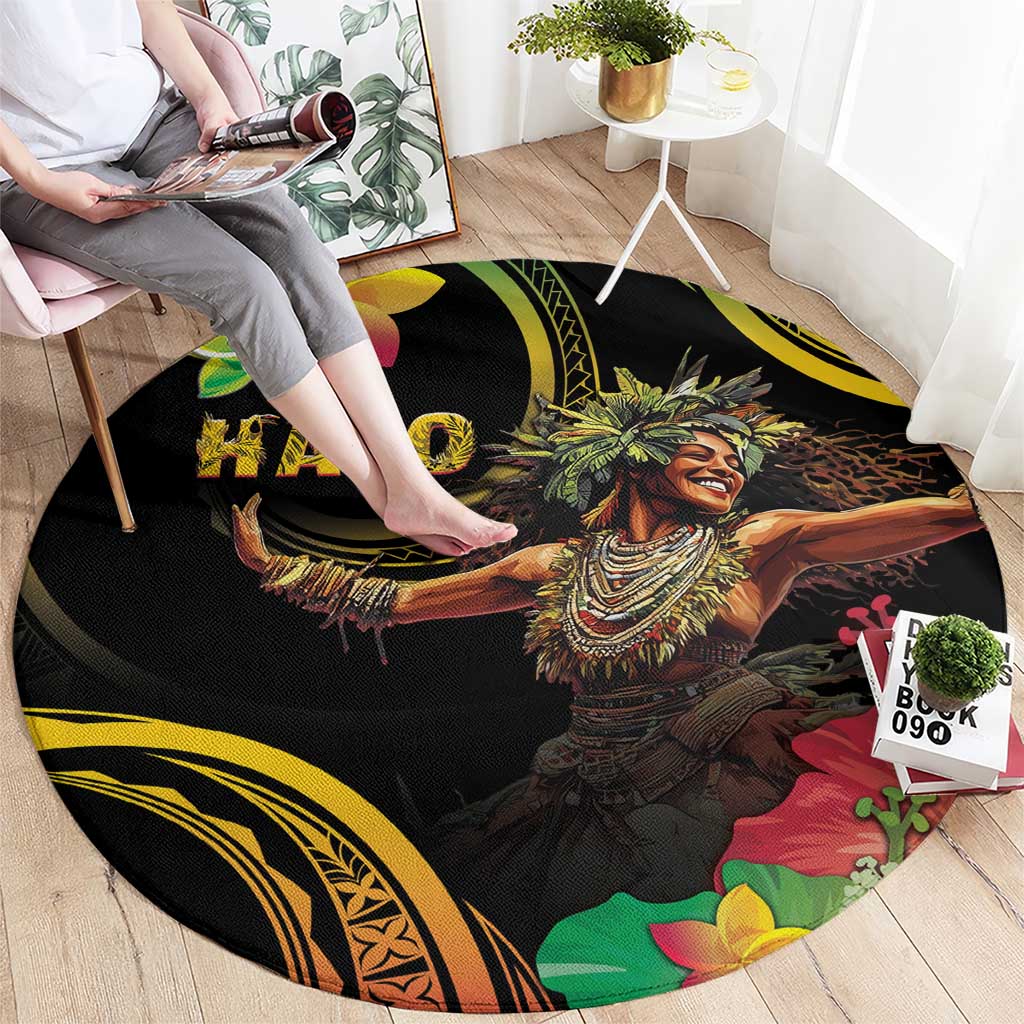 Halo Vanuatu Round Carpet Beautiful Woman Dancing LT05 - Polynesian Pride