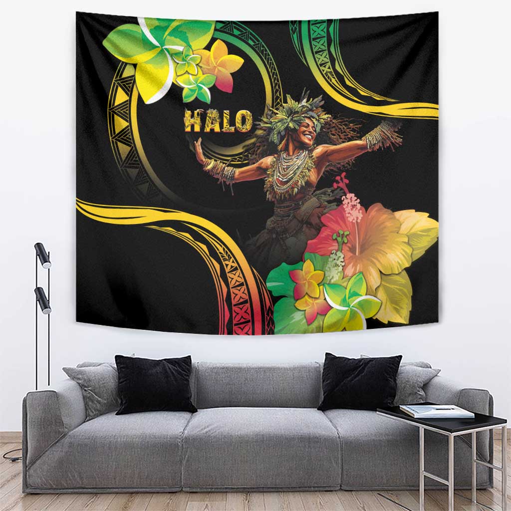 Halo Vanuatu Tapestry Beautiful Woman Dancing LT05 Black - Polynesian Pride