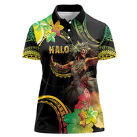 Halo Vanuatu Women Polo Shirt Beautiful Woman Dancing LT05 Female Black - Polynesian Pride